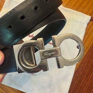 Salvatore Ferragamo Women’s Black Leather Gancini Belt